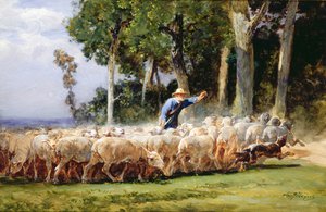 A Shepherd with a Flock of Sheep